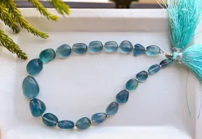 Teal Blue Fluorite Smooth Tumble Beads, Natural Fluorite Gemstone Beads, Fluorite Beads, 10 inch, 21 Pieces, Beadsforyourjewellery BFYJ74-5