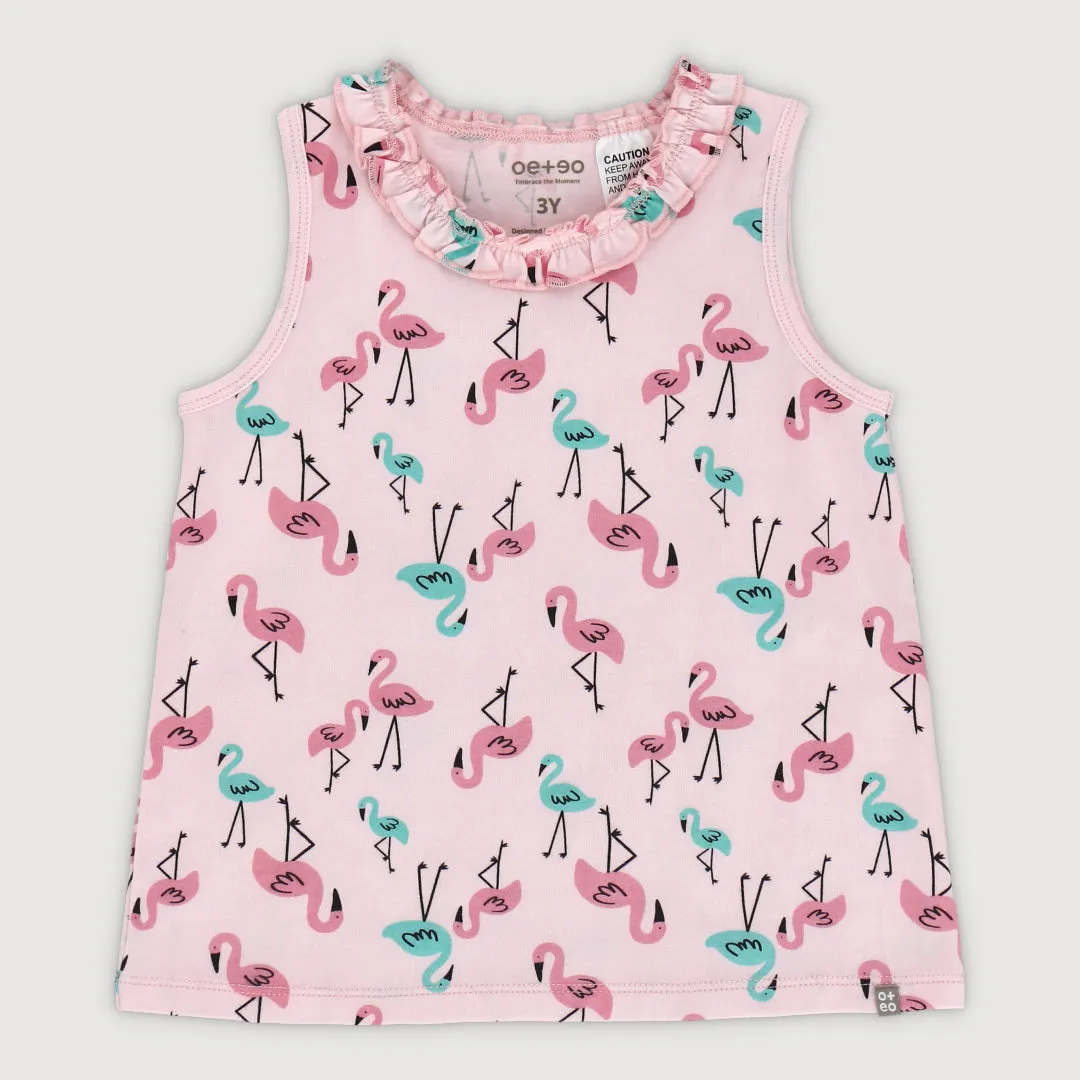 Tropical Land Toddler Girl Sleeveless Top (Printed Pink)