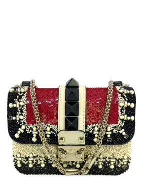 VALENTINO Mini Glam Lock Rockstud Beaded Flap Bag