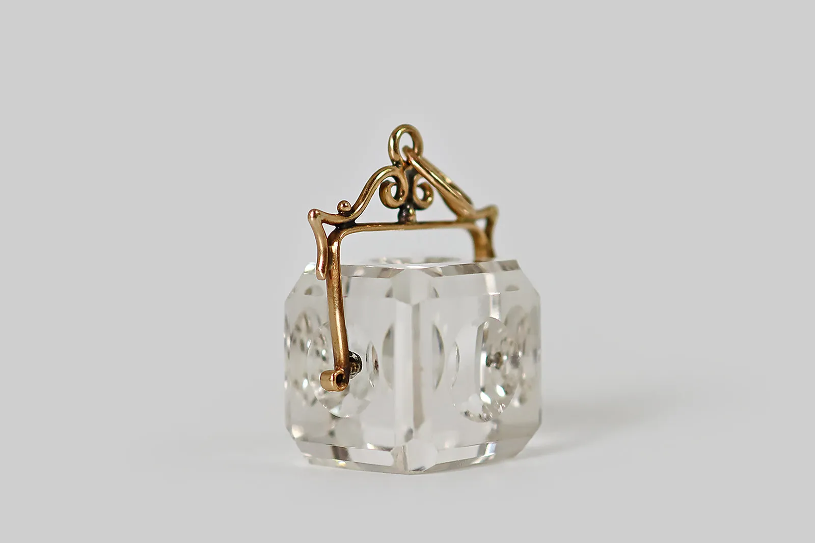 Victorian Rock Crystal Spinning Cube Pendant