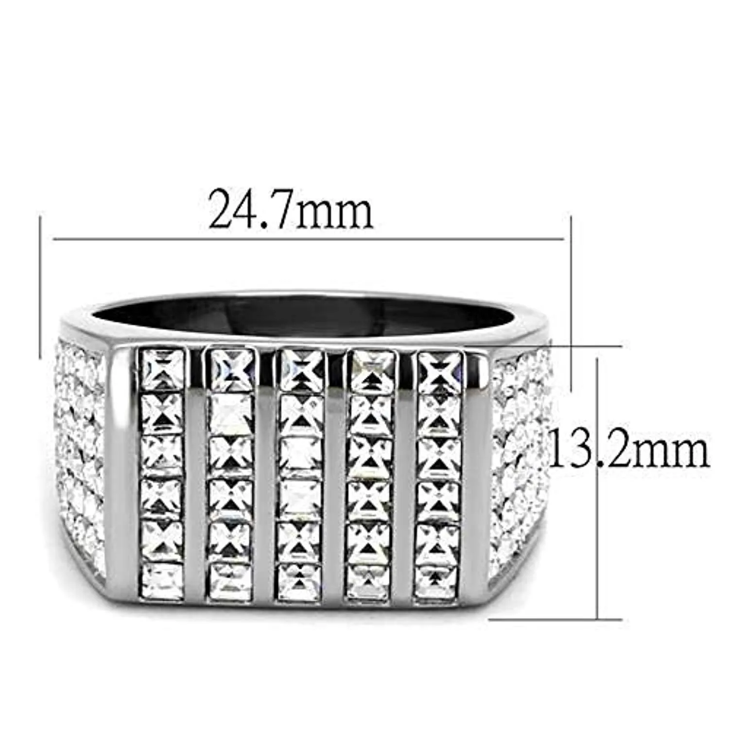 WildKlass Stainless Steel Ring High Polished (no Plating) Men Top Grade Crystal Clear