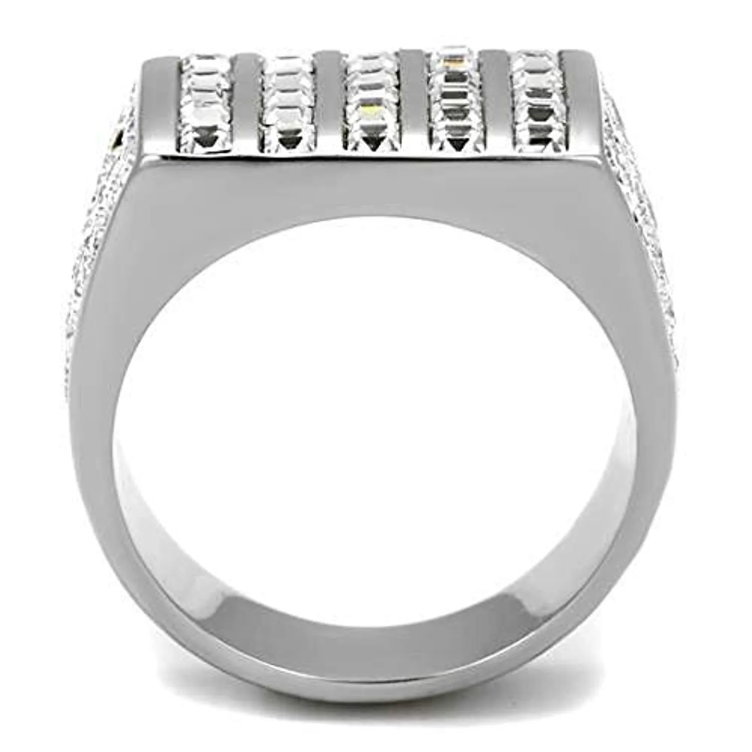 WildKlass Stainless Steel Ring High Polished (no Plating) Men Top Grade Crystal Clear