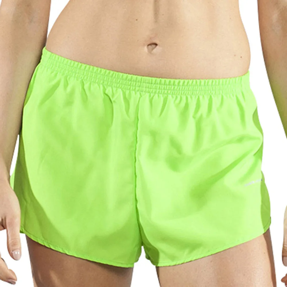 Women's 1" Elite Split Running Shorts- Neon Lime