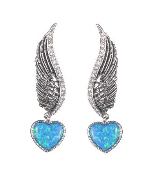 Women's Fashion Angel Wing Opal Earring