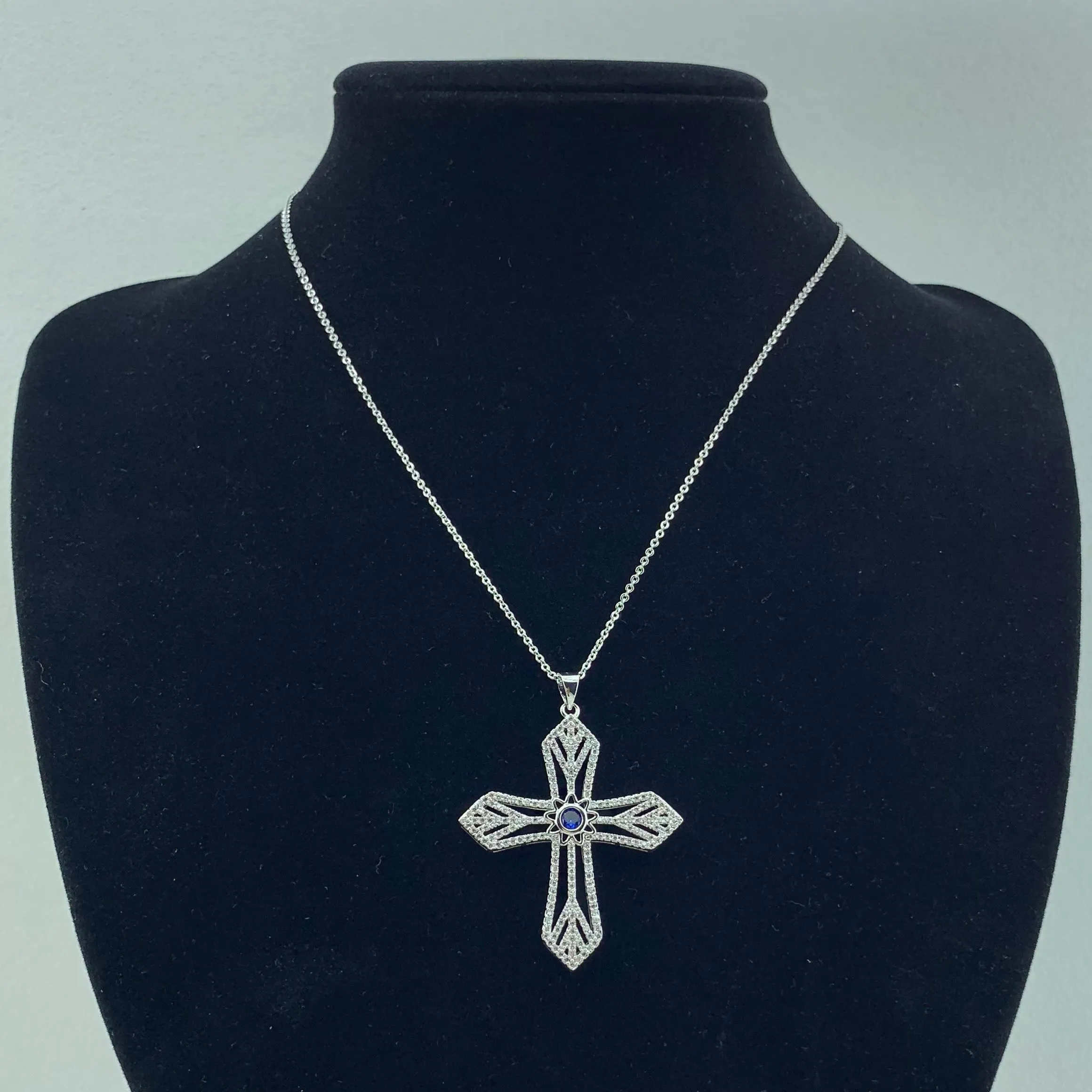 Womens's CZ Pendant Cross Necklace