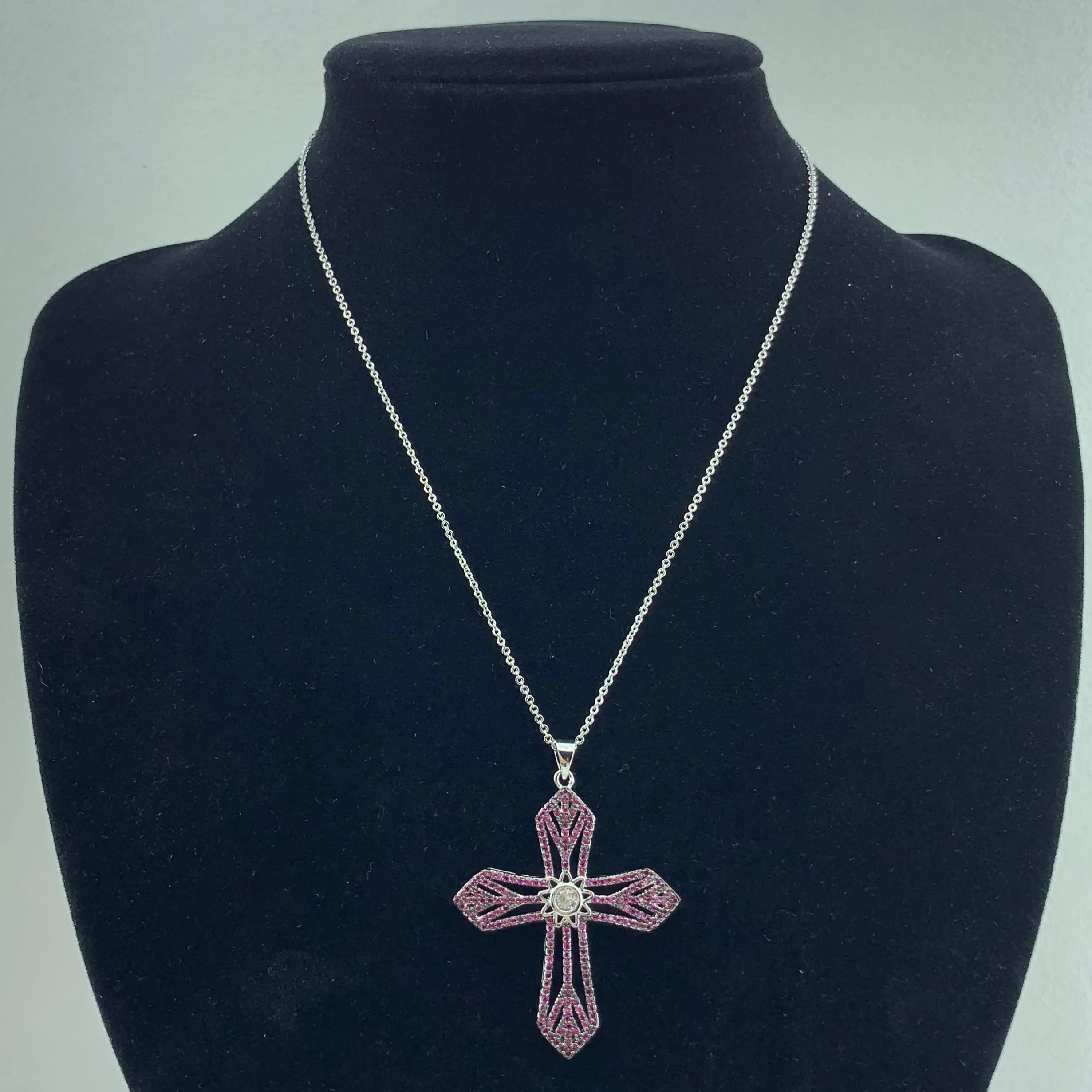 Womens's CZ Pendant Cross Necklace