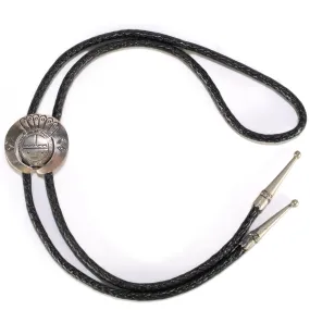 Zuni Sunface USA Native American Made 925 Sterling Silver Bolo Tie